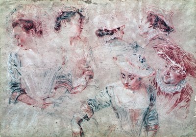 Sechs Studien von Jean Antoine Watteau